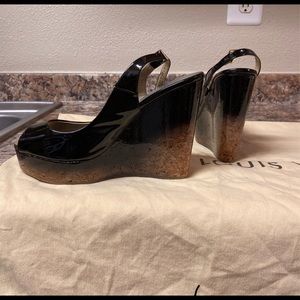 Black jimmy choo sling back wedges 38EU 7.5US